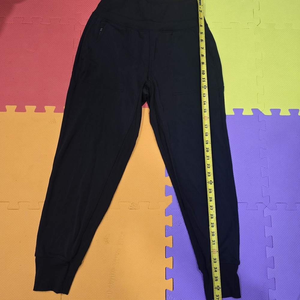 Athleta Venice Joggers Black Ribbed High Waist Zip Pockets Women's‎ Size Small S